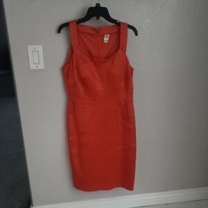 Signature by Sangria Vibrant Orange Midi Dress